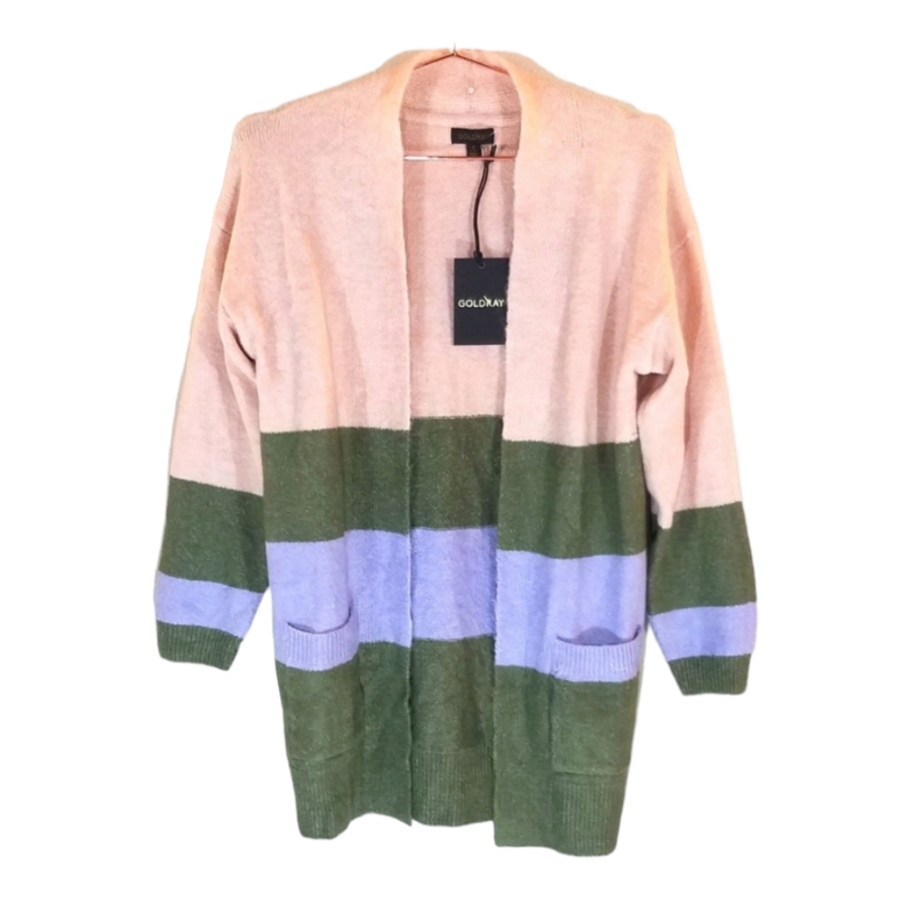 GOLDRAY Colorblock Open Front Cardigan
